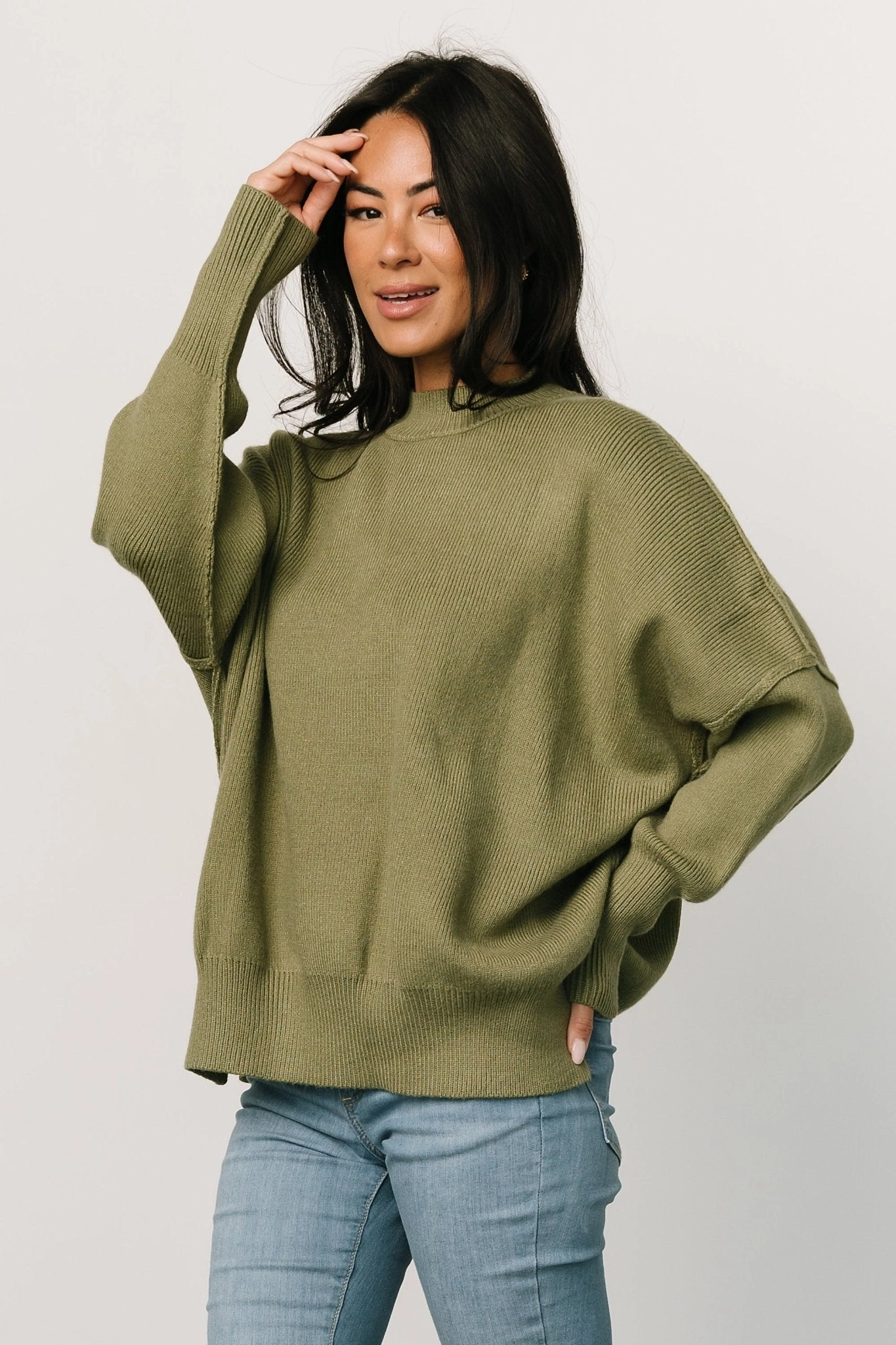 Textured Knit Jeremiah Knit Sweater | Olive