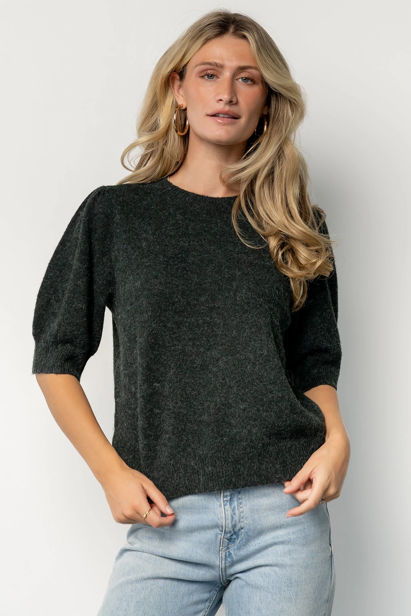 Fade Resistant Finish Hypoallergenic Wool Mix Keira Sweater Top | Dark Green