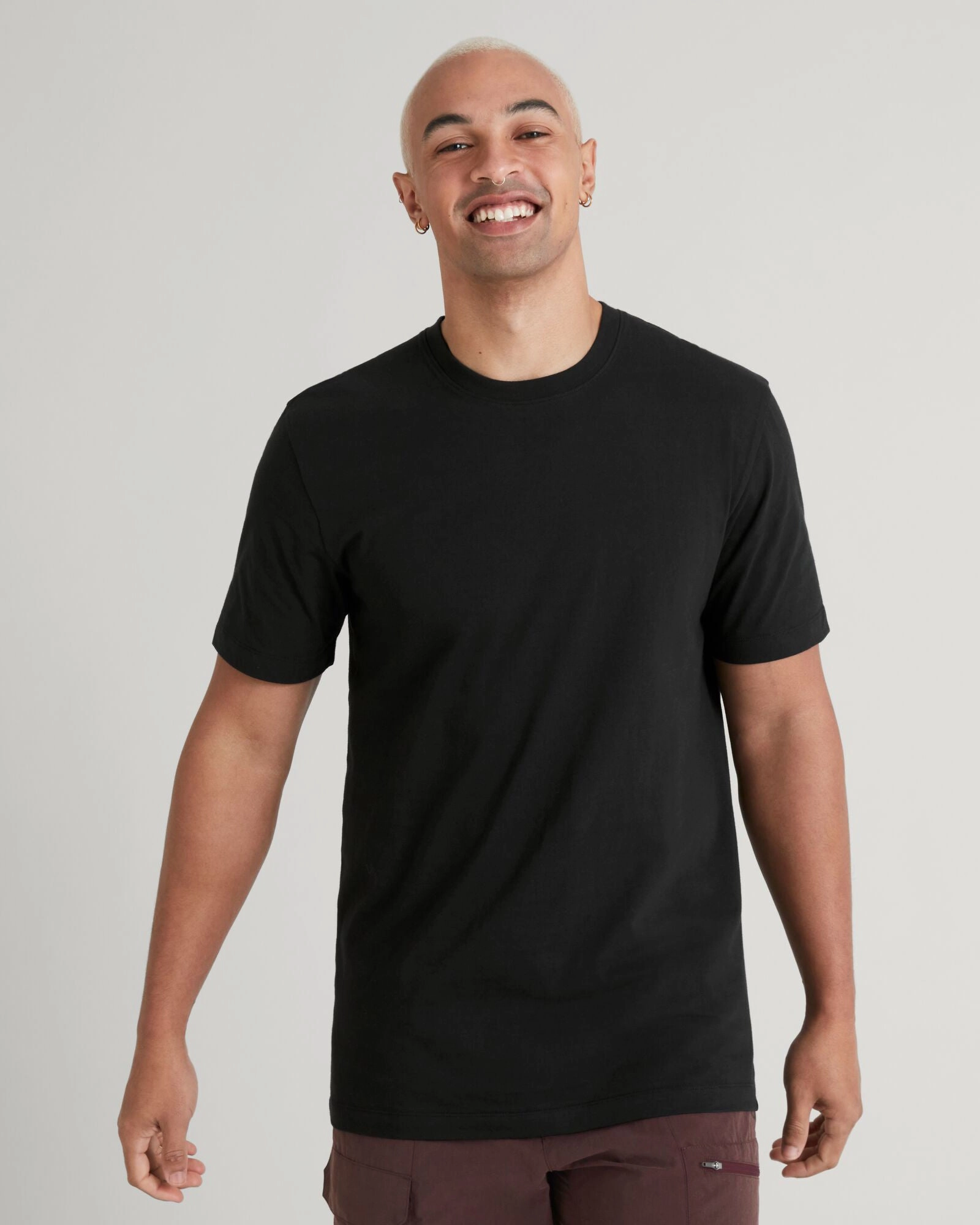 Brushed Interior EasyCareMaterial KMD Solid Men's Short Sleeve T-shirt - Black Stingray