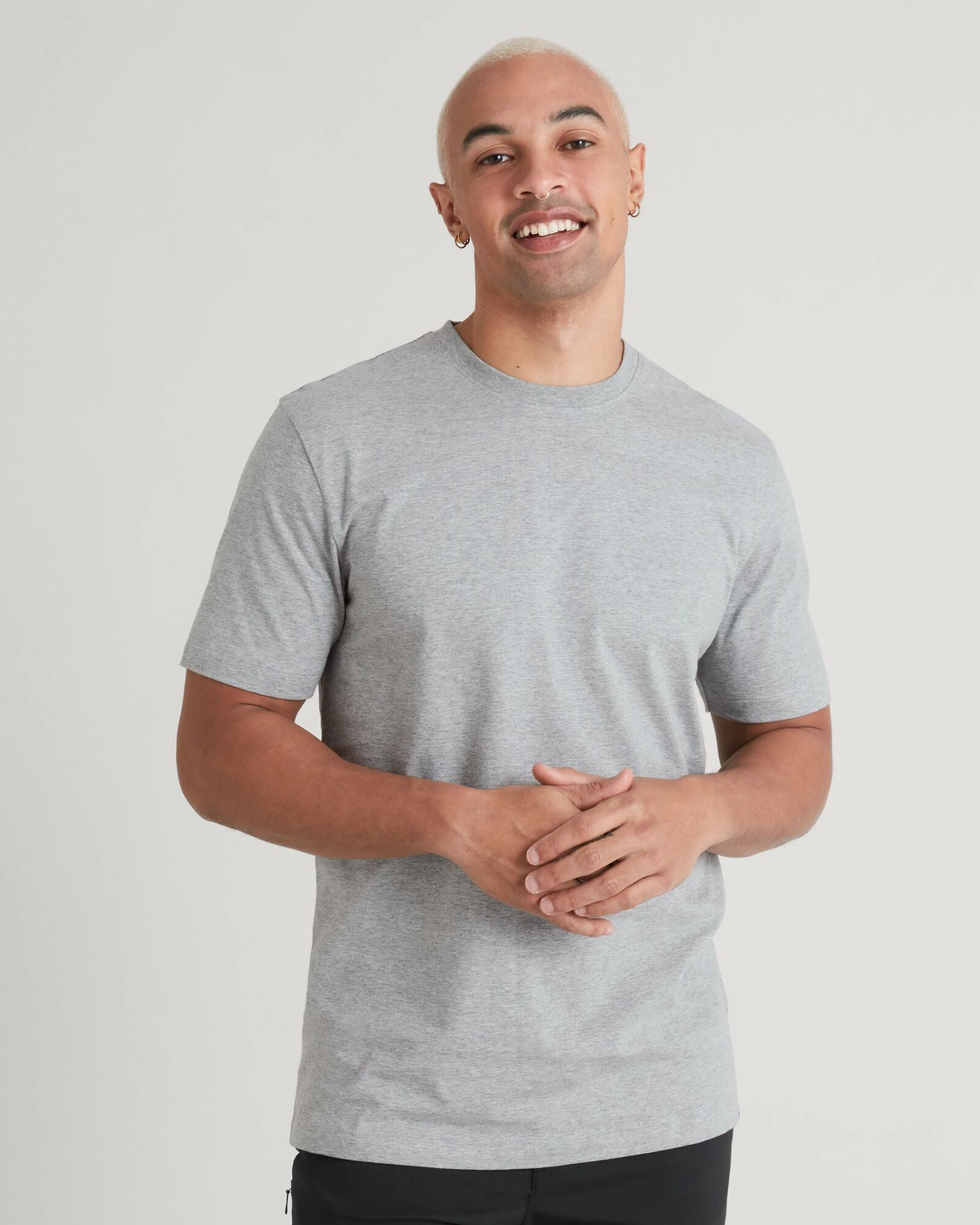 KMD Solid Men's Short Sleeve T-shirt - Light Grey Marle Ventilated Mesh Panels