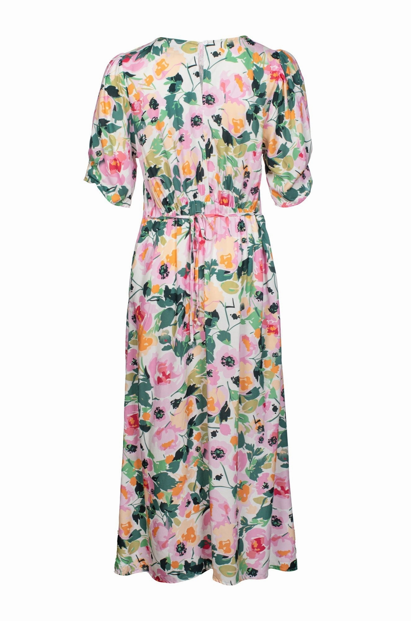 A Line Cut Sheer-Overlay Dress | Petal Pink Garden | 7322C1