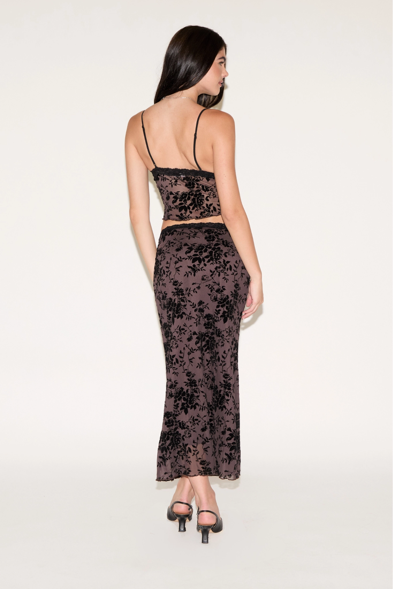 Urban Edge LACE EDGE FLORAL MESH SKIRT