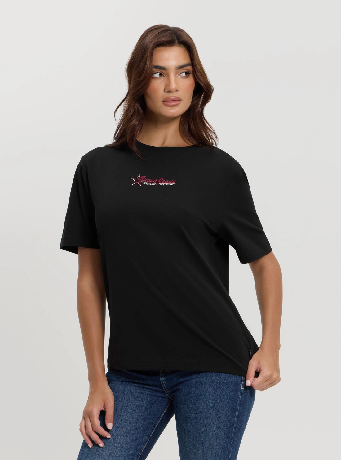 Odor Resistant Material Guess Jeans Black Print T-Shirt