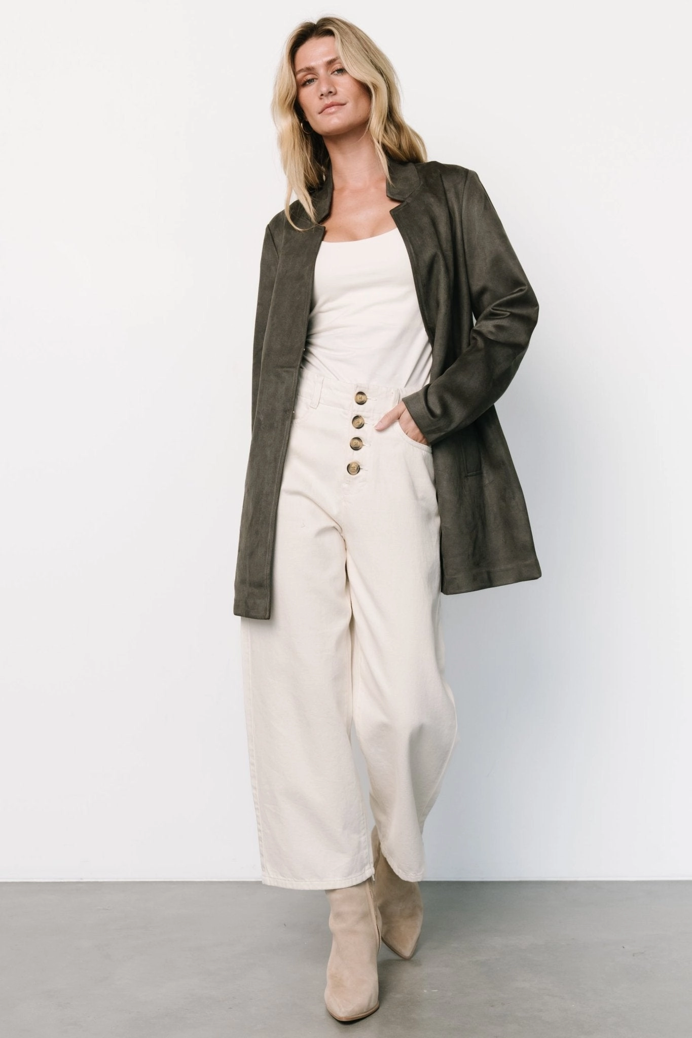 Queenie Faux Suede Jacket | Charcoal NoiseFreeFabric Soft Touch Lining