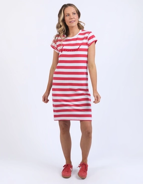 Foxwood Signature Stripe Tee Dress Cayenne & White Stripe School Uniform Breathable Layer Fit