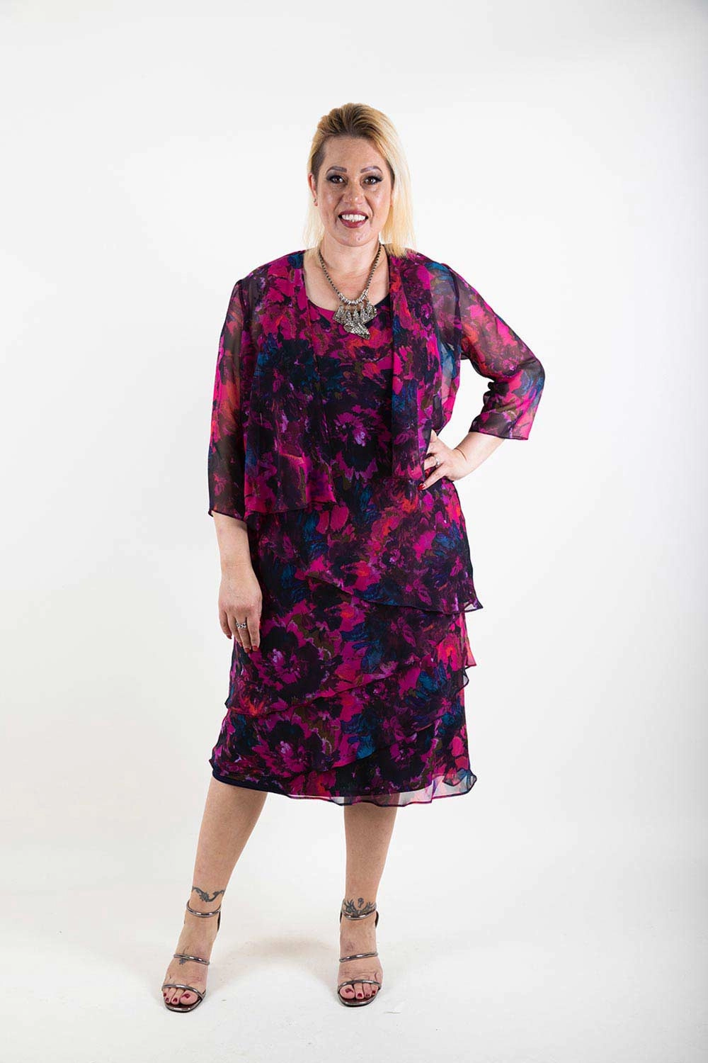 Single Buttons Layla Jones - LJ0359 Layer Dress w Jacket - Exclusive