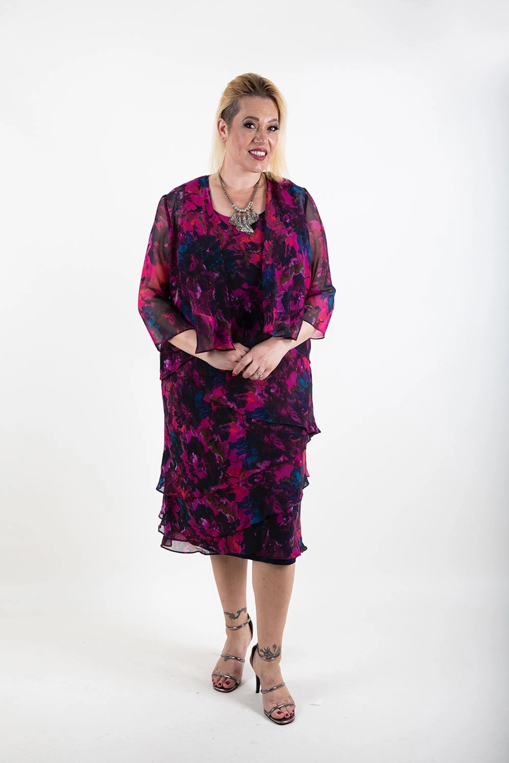 Layla Jones - LJ0359 Layer Dress w Jacket - Exclusive Light Reflectivity Trim Soft Weather Wear