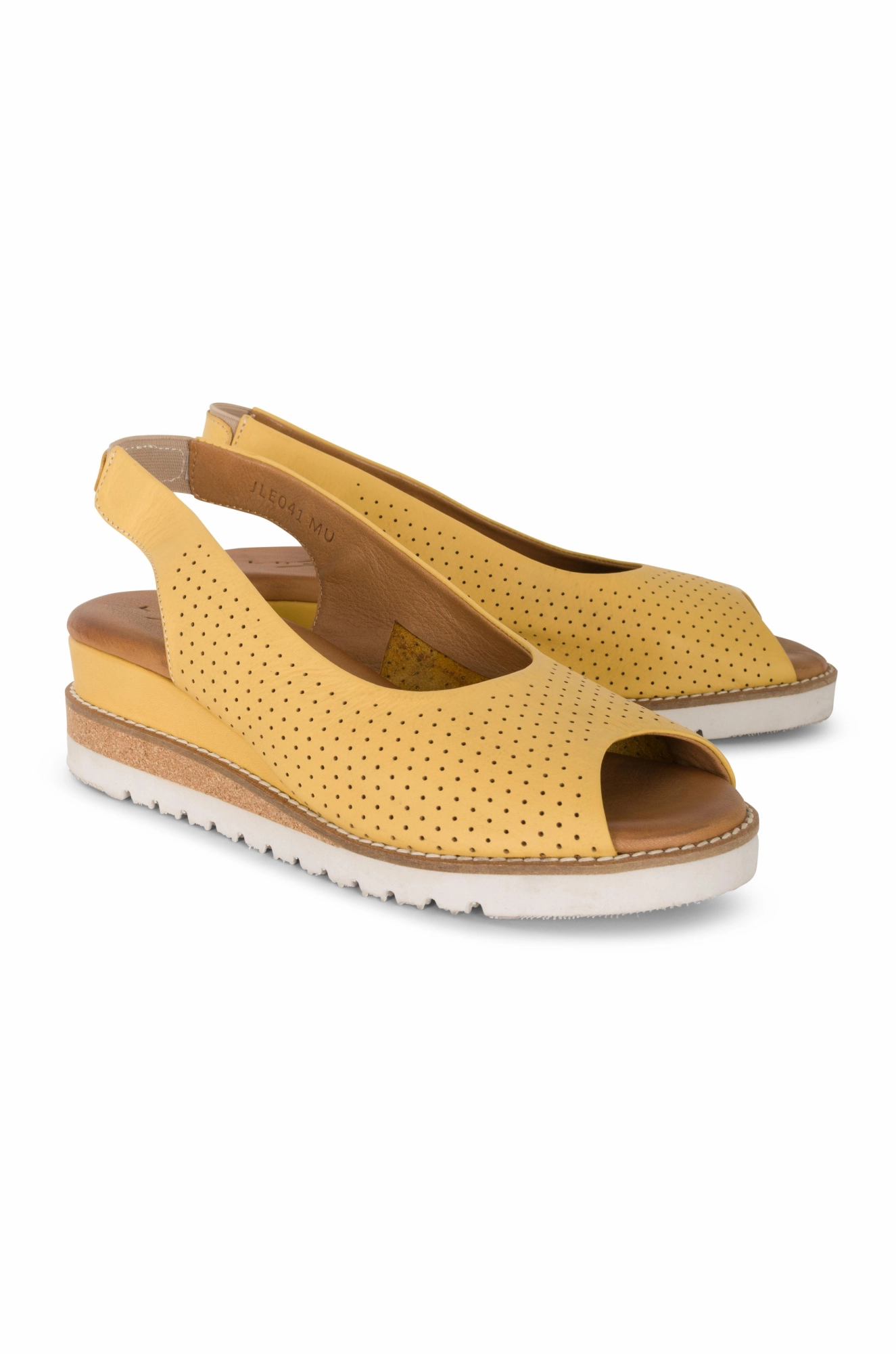 Leather peep toe Sandal | MUSTARD | CANTERBURY YY Comfortable fit Arch Support Footbed
