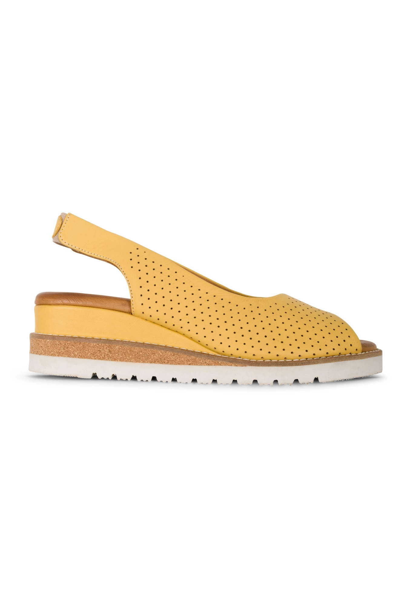 Comfortable Slip-Ons Leather peep toe Sandal | MUSTARD | CANTERBURY YY