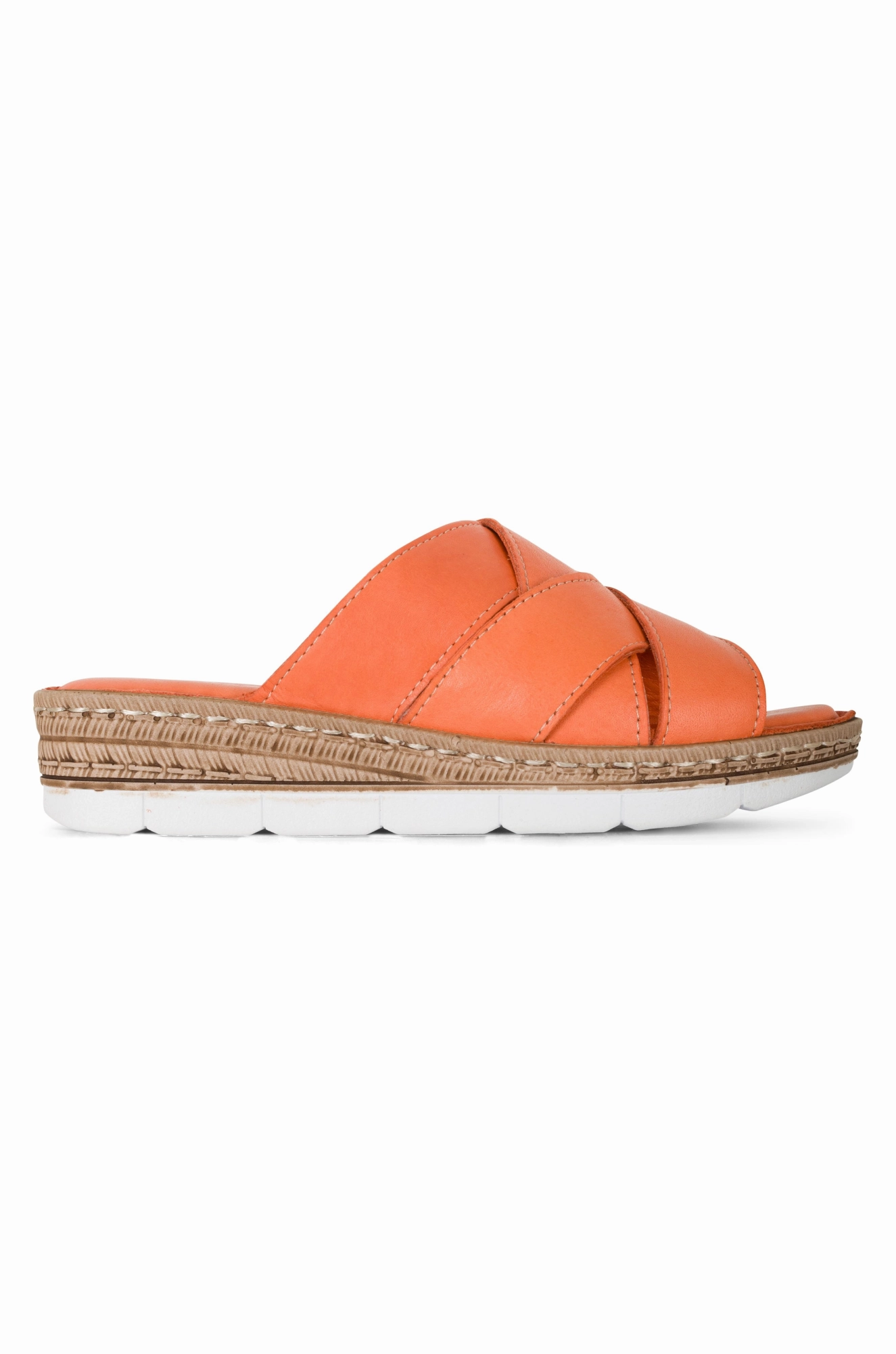 Leather slip on Sandal | ORANGE | GWEN AB Casual Footwear for Men