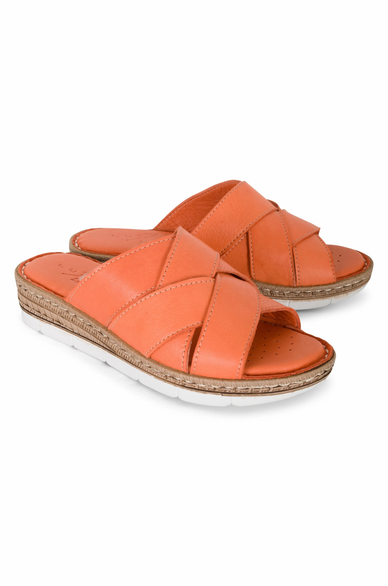 Cushioning Midsole Non-Slip Shoes Leather slip on Sandal | ORANGE | GWEN AB