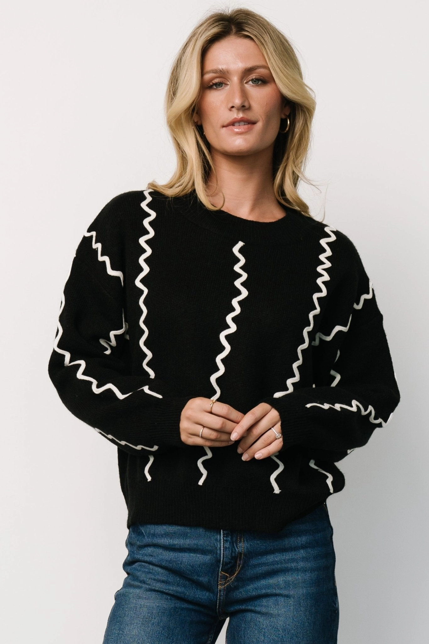 Winter Ready Wear Misha Patterned Sweater | Black