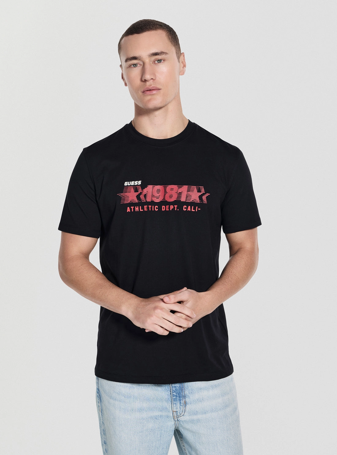 Black Adelmo Logo Active T-Shirt Contrast Topstitching Detail