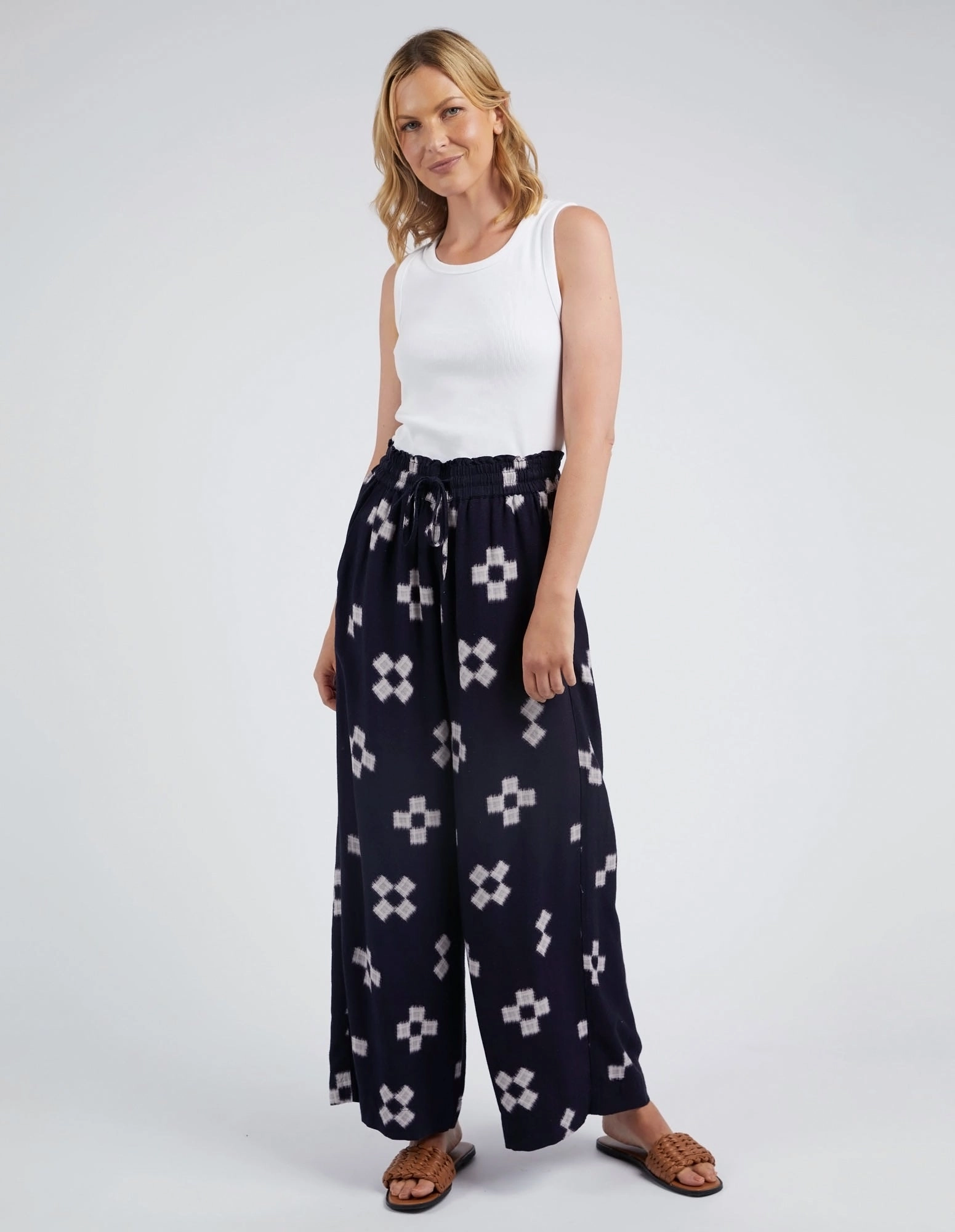 Elm Positano Pant Navy Print Eco Friendly