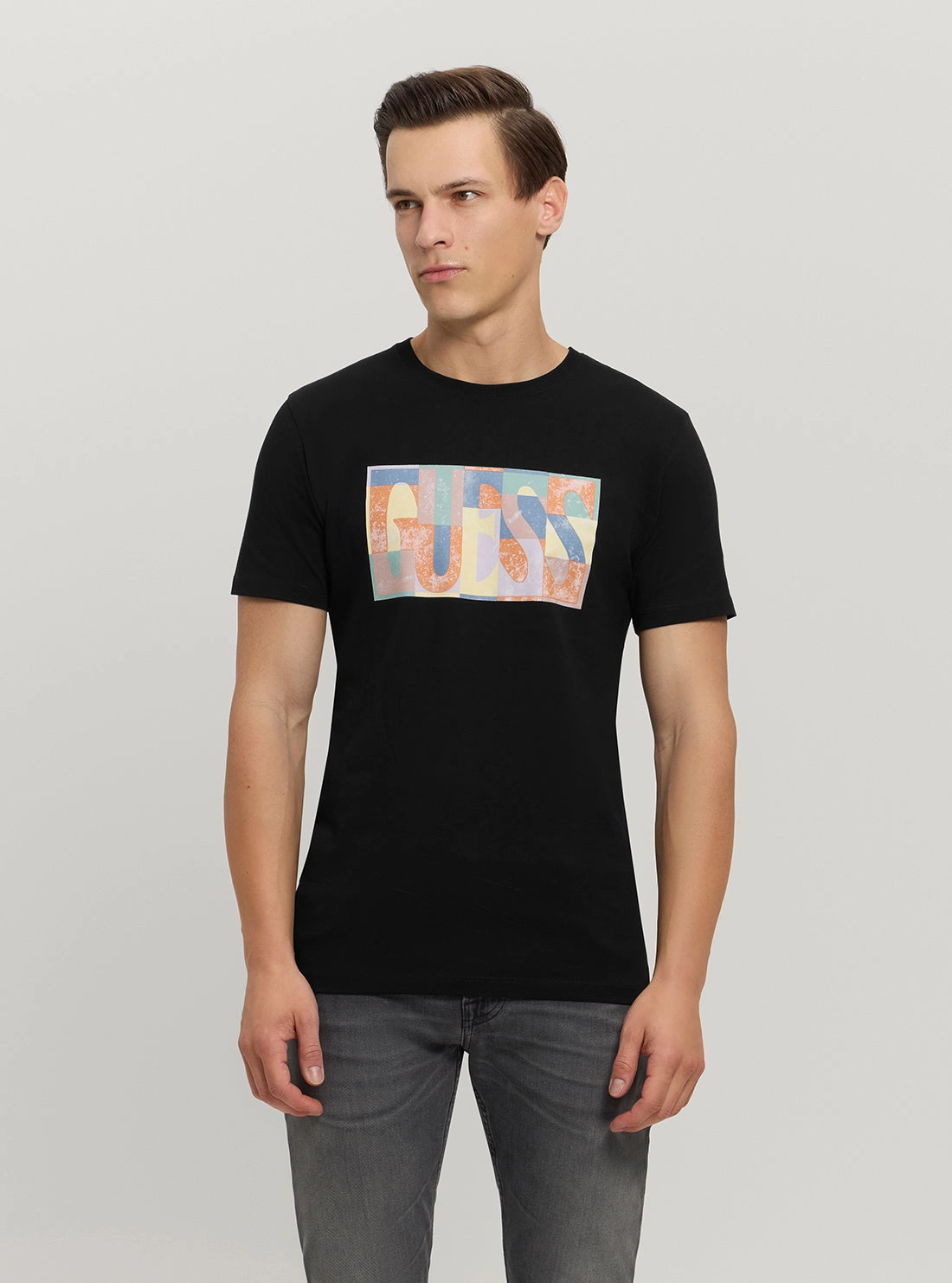 Eco Black Logo Mosaic T-Shirt VentedBack Seamless Knit Design