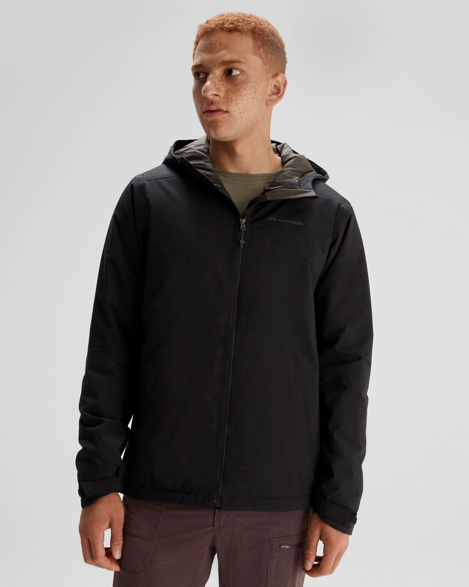 Men's Trailhead 2L Insulated Rain Jacket - Black Stingray Chill Commute Fit TearResistantFabric