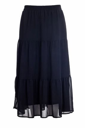 Heritage Brand Neat Finish Lined plain Chiffon Skirt | Black | 8543A1