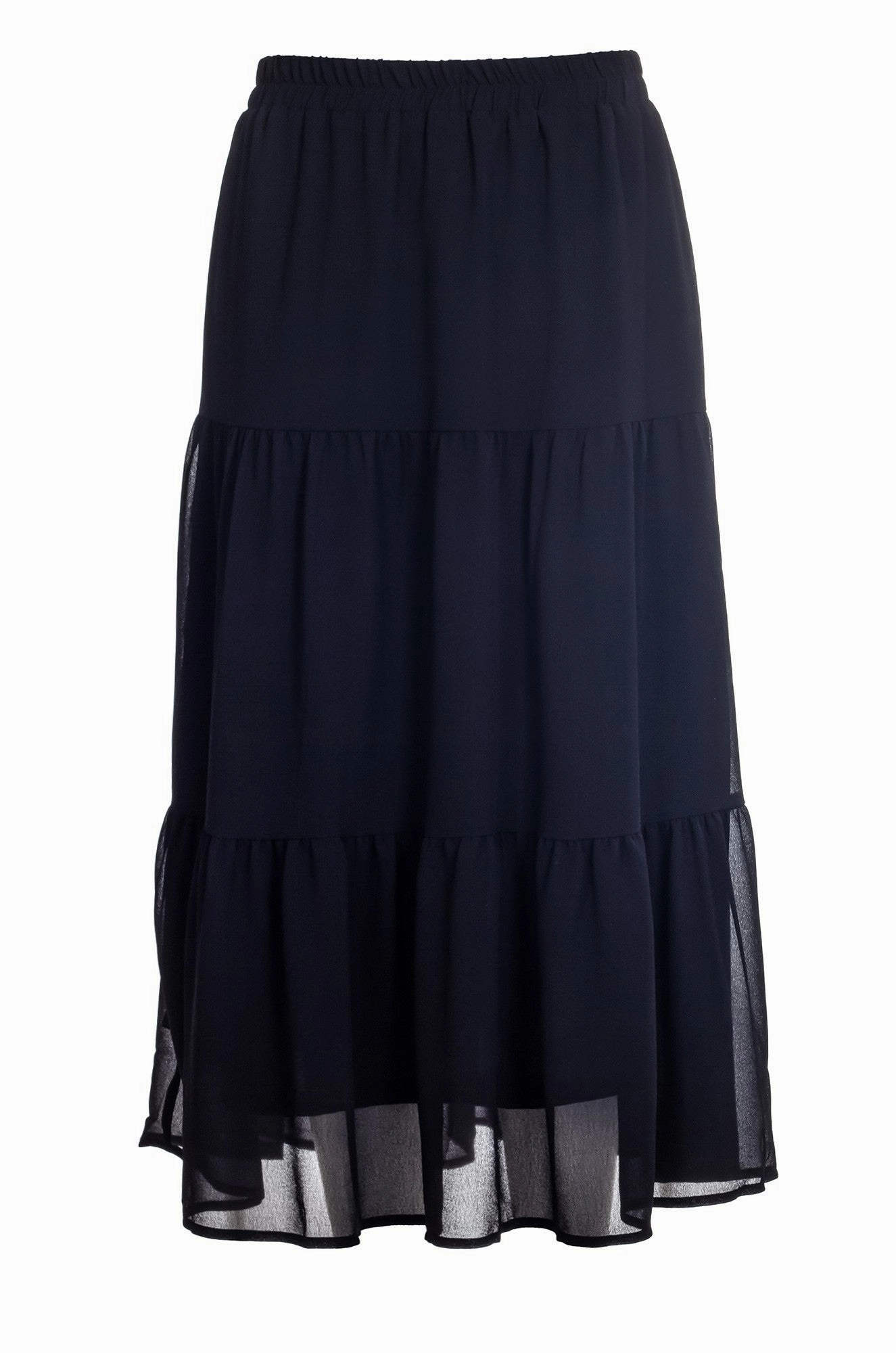 Relaxed Look Lined plain Chiffon Skirt | Black | 8543A1