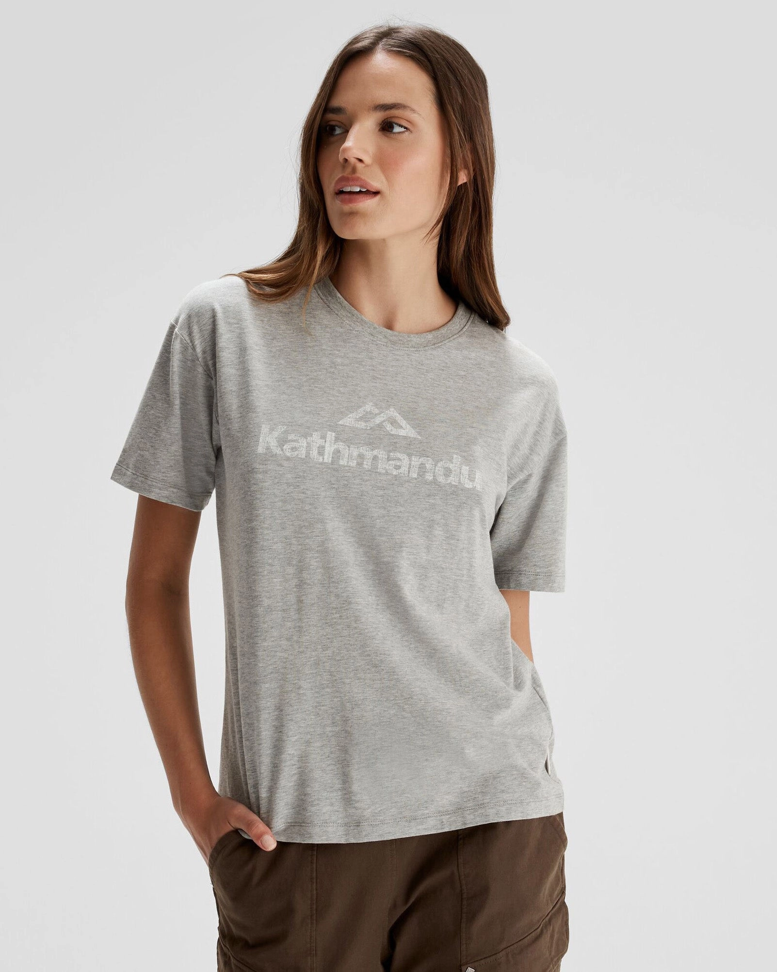 Women's Logo Organic Cotton T-shirt - Light Grey Marle LongLastingDurability