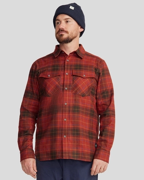 Comfy Layer Men's Carrillon HF Long Sleeve Shirt - Hillside Plaid Redwood