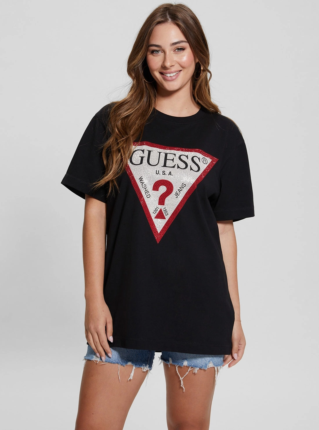 Scoop Neck Shape Eco Black Logo T-Shirt