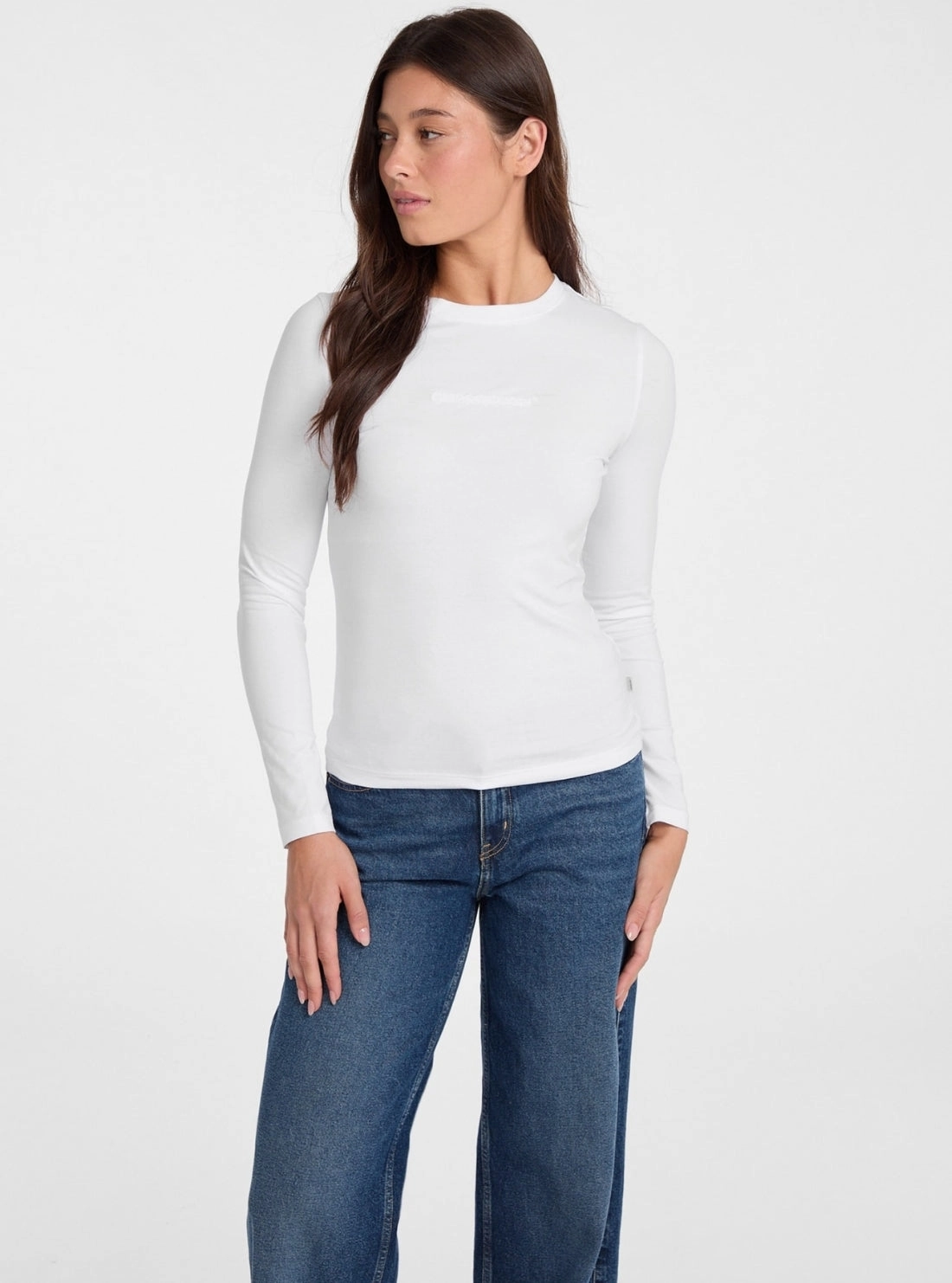Airflow Vents Guess Jeans White Slim Long Sleeve T-Shirt