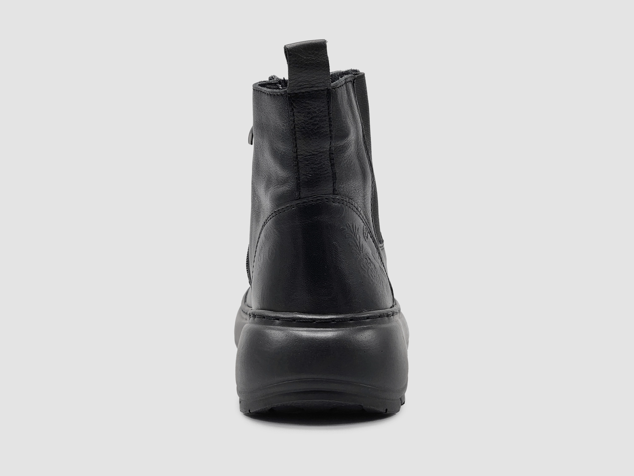 Women's Retro Laceless Wool-Lined Zip-Up Leather Boots - Black Well-fitted Night Out