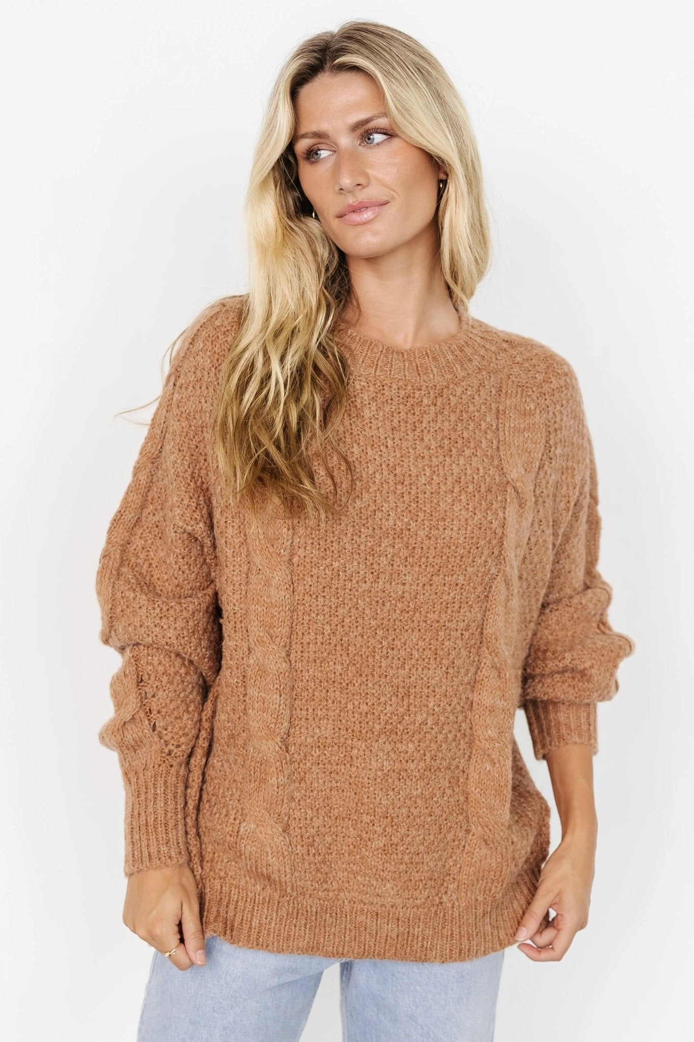 Fashion staples Lukas Cable Knit Sweater | Camel