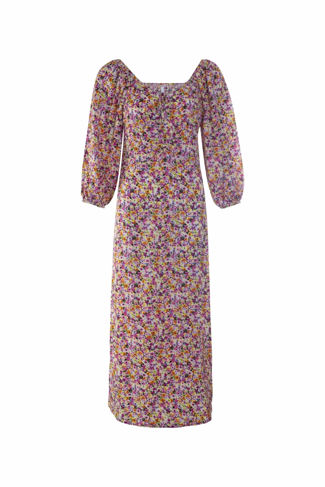 Effortless Touch Shirred back ptd Viscose Maxi Dress | Pink Multi Ditsy | 3358AR