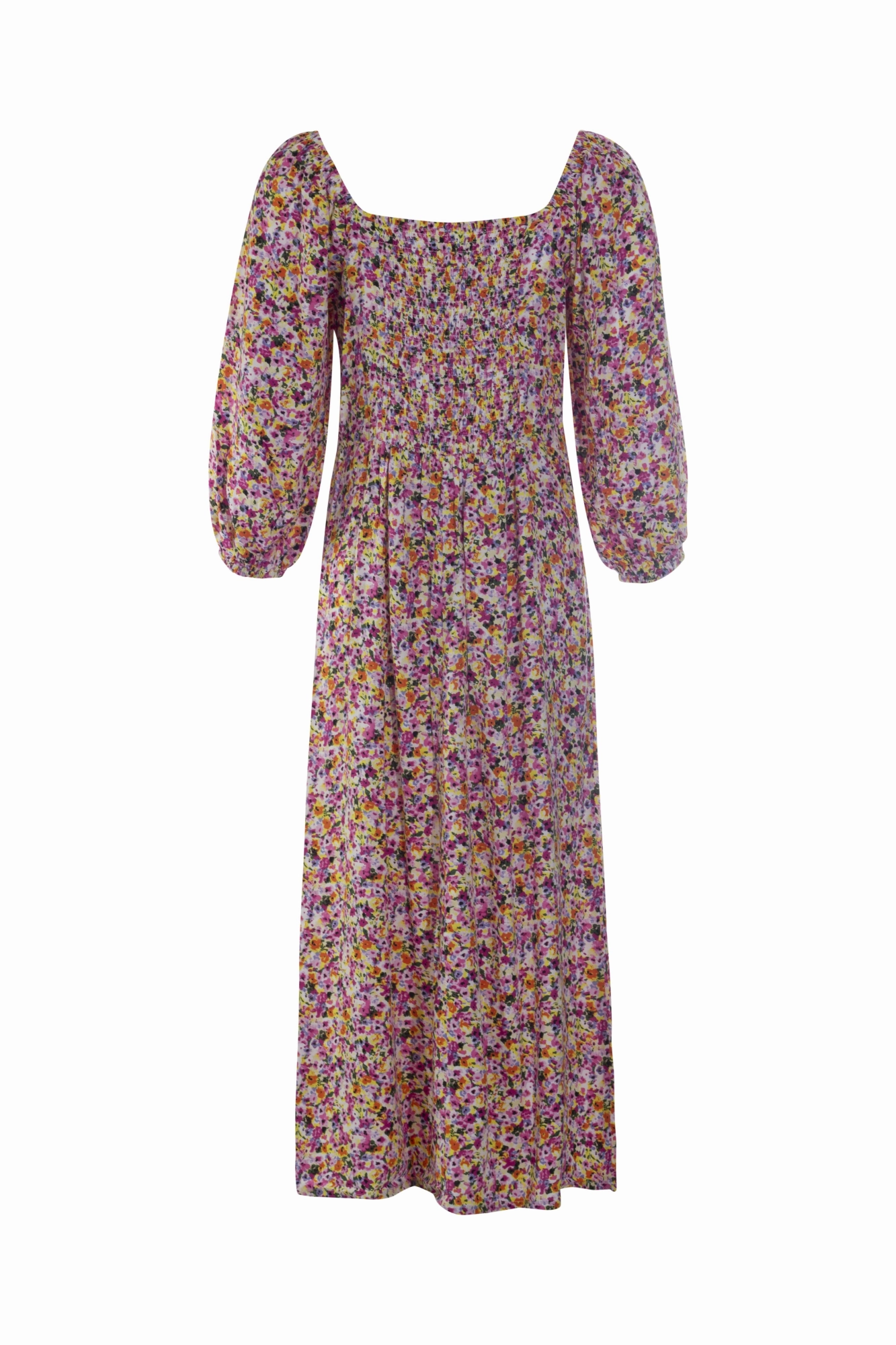 Day Chic Shirred back ptd Viscose Maxi Dress | Pink Multi Ditsy | 3358AR
