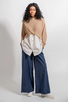 Made in Italy - 11-11437V Woven Pant Decorative stitching