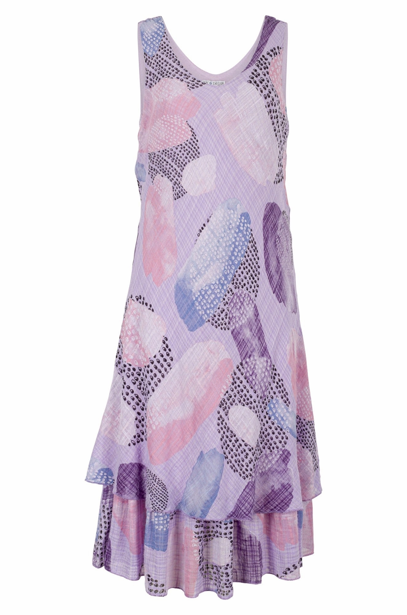 Made in Italy V neck Dress | Lilac Purple Abstract | 0302A1 Travel Vibe