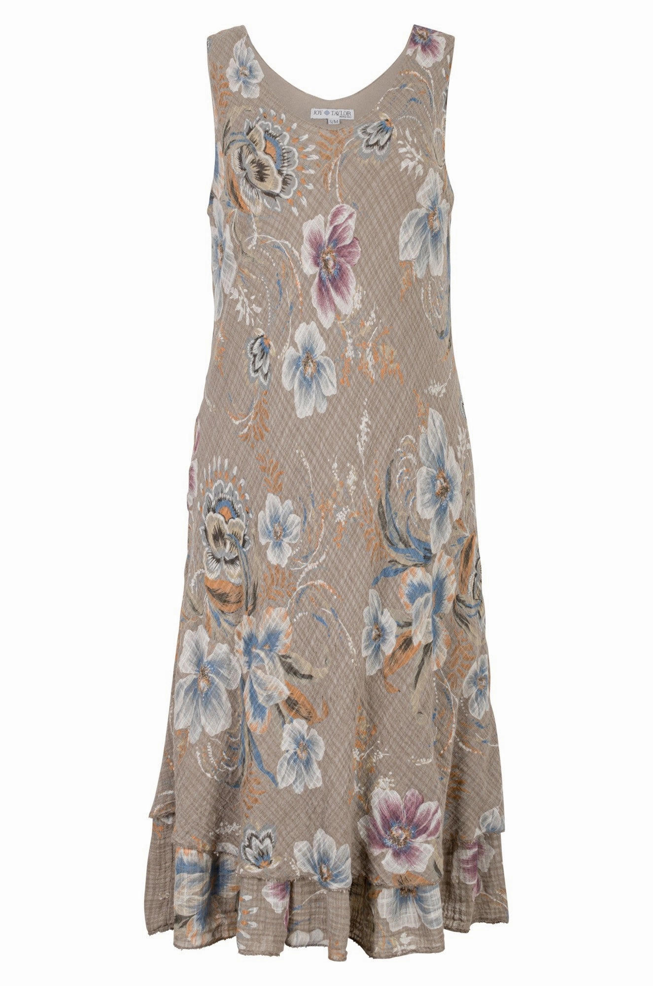 Made in Italy V neck Dress | TAUPE GARDEN | 0302A1 Airy Fit All Fit Style