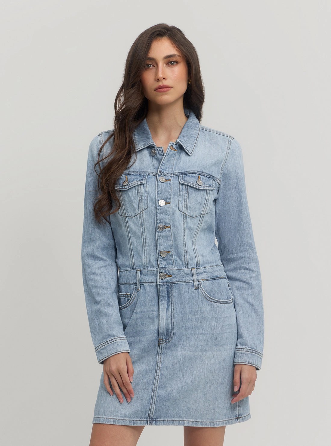 Blue Denim Kenia Mini Dress Decorative-Design