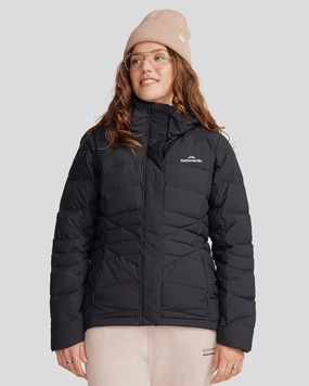 Women's Winterburn Hooded Down Jacket - Black Ergonomic Shoulder Design Thermal Insulated