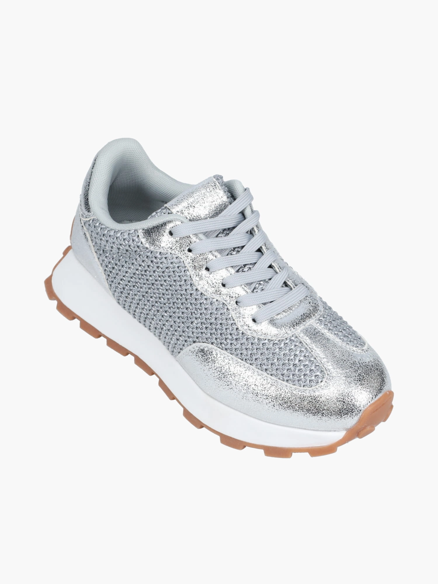 Margaret Silver Knit Ultra Flex Elastic Gusset Tongue