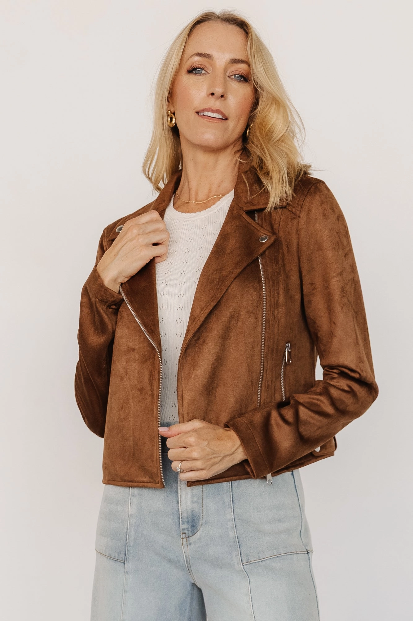 Winter Layering Piece Marisa Faux Suede Jacket | Caramel