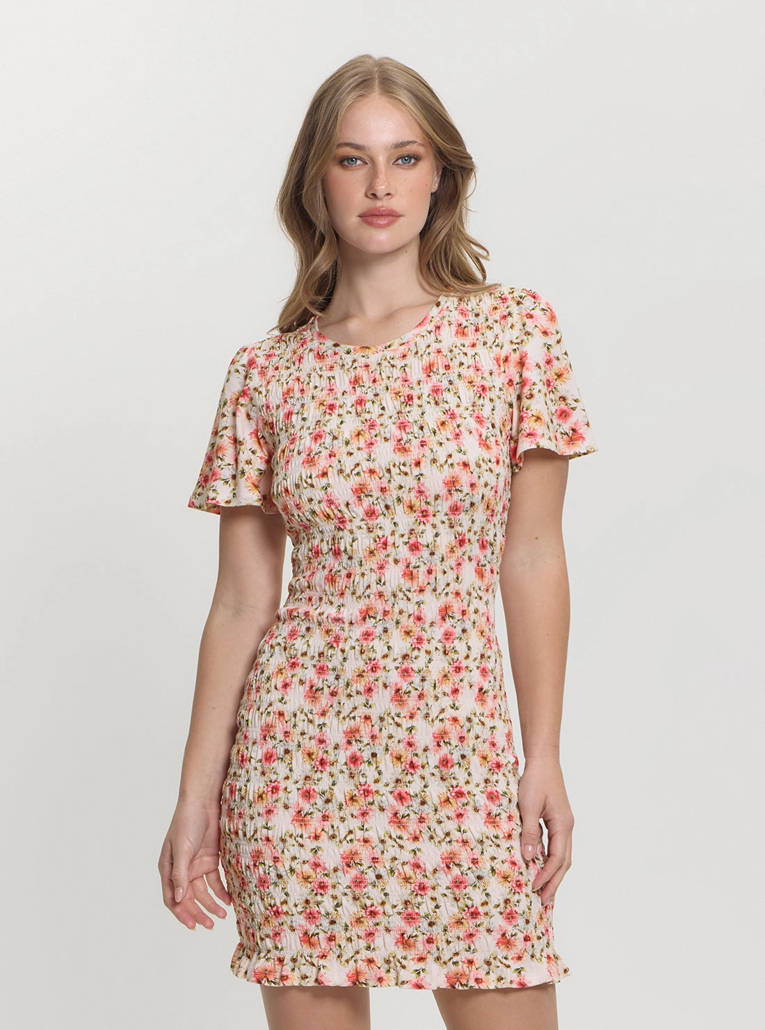Floral Multi Claire Smock Mini Dress Fit Focused Light and breezy summer dress