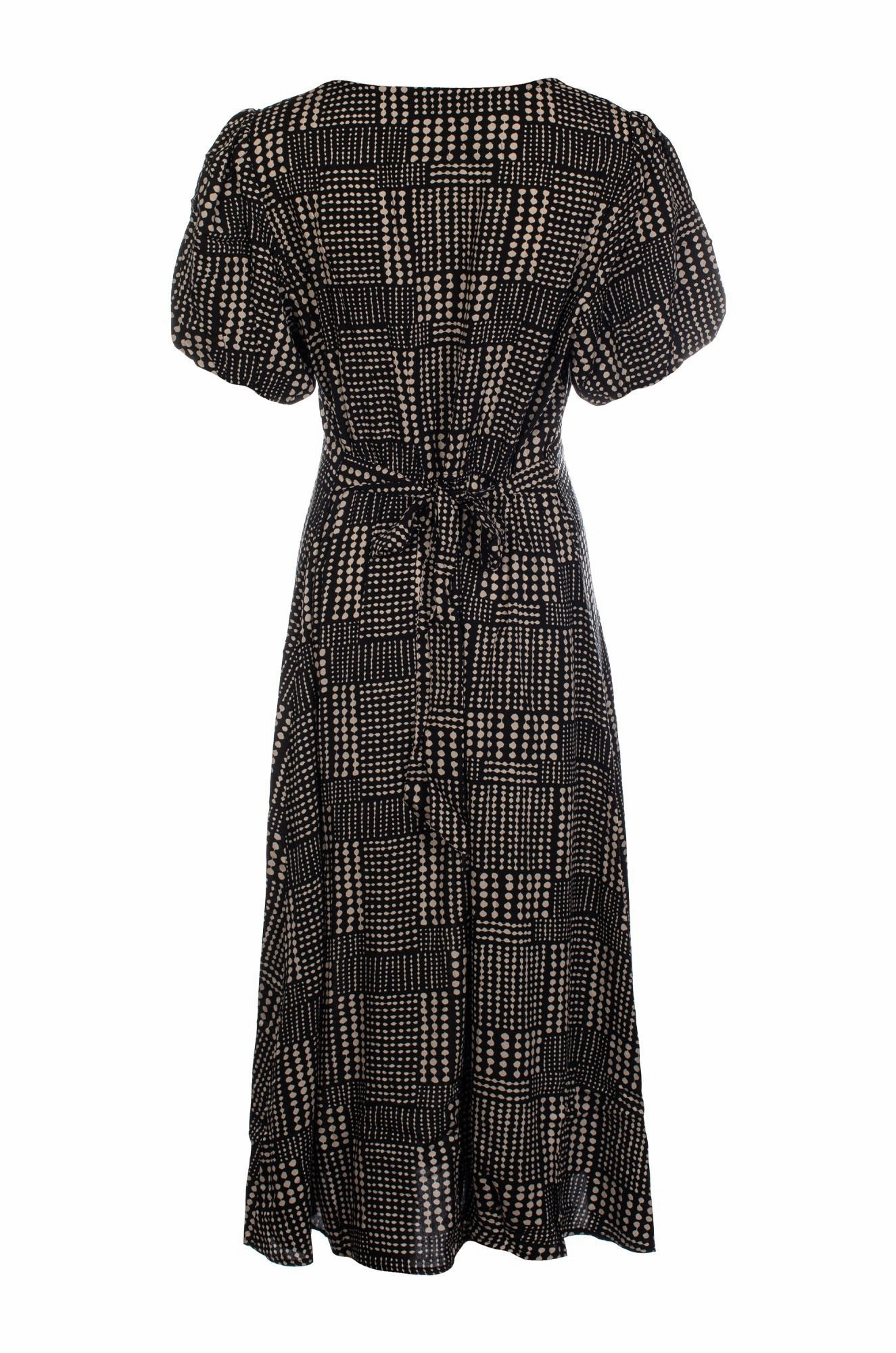 Comfortable and breathable Maxi Dress | Black Taupe Dots | 3326C1