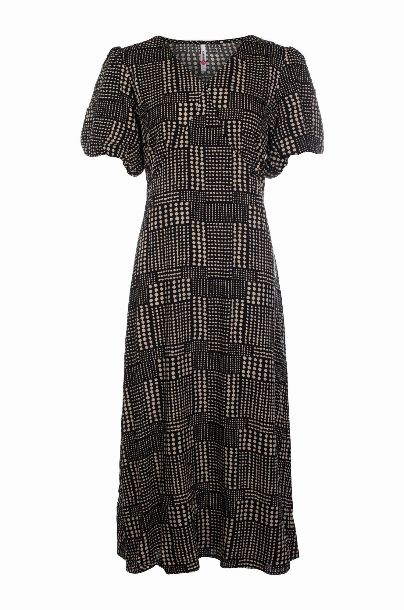 Maxi Dress | Black Taupe Dots | 3326C1 Bold Style