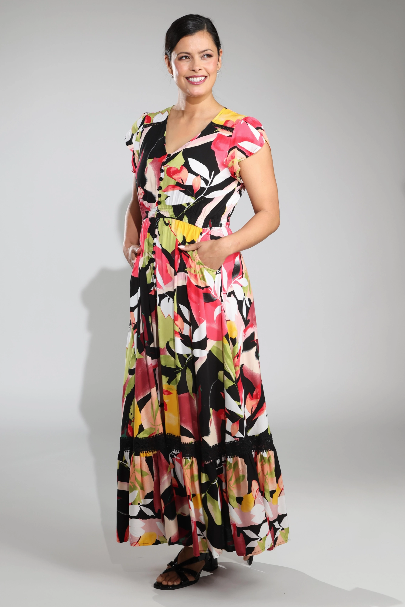 Maxi Dress | MULTI BLACK | 0032C1 Timeless office dress