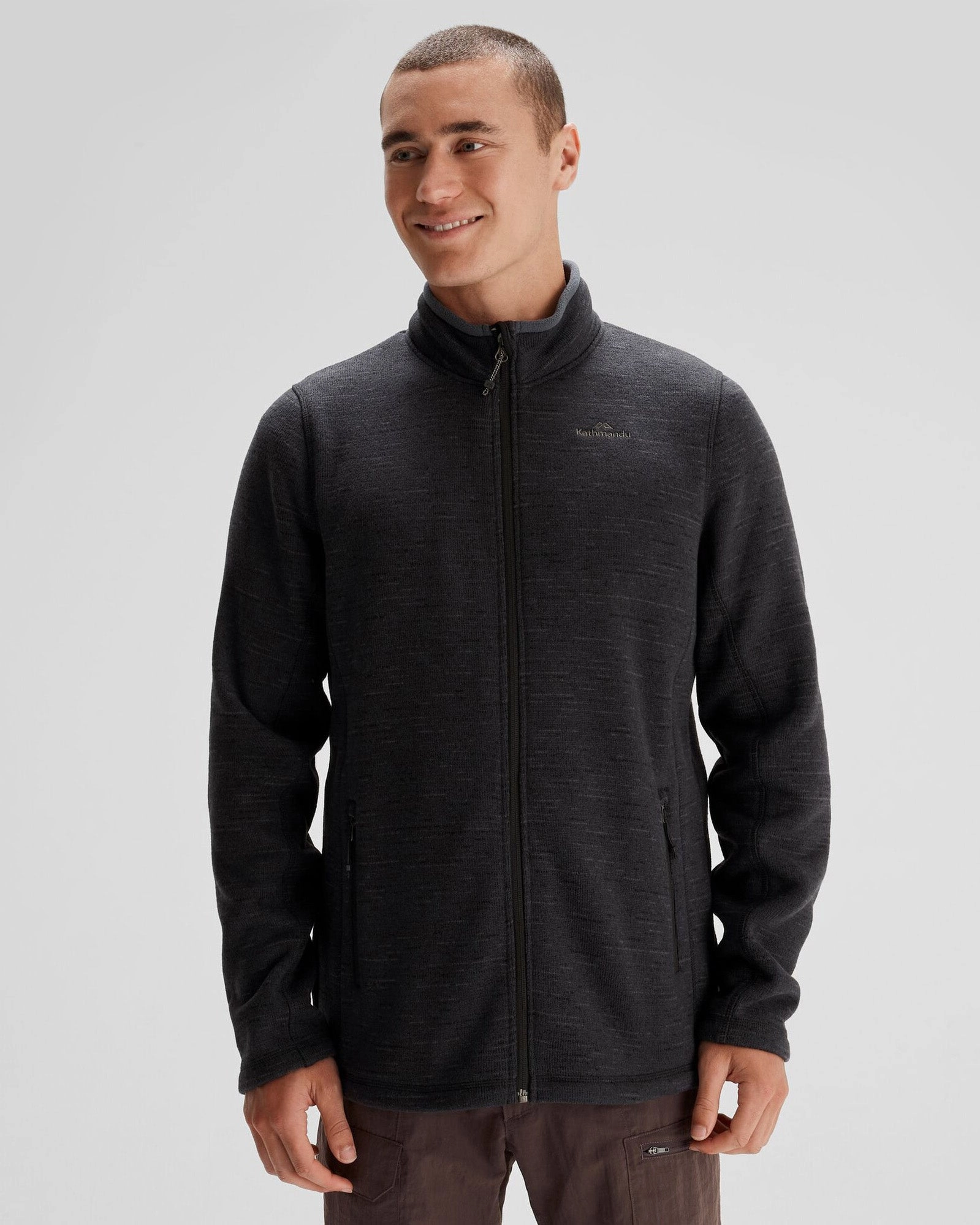 Utility Inspired Look TemperatureRegulating Tech Men's Aikman Fleece Jacket - Black Marle
