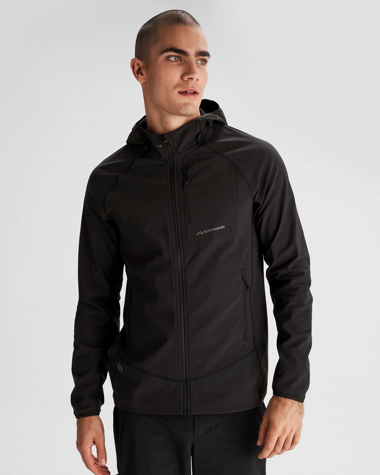Men's Aysen Hooded Fleece Jacket - Black Stingray Heat Reflective Lining Pocket Details