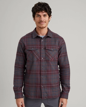 Men's Carrillon HF Long Sleeve Shirt - Dark Quartz/Deep Lagoon Check Adjustable Hem Spring Trend