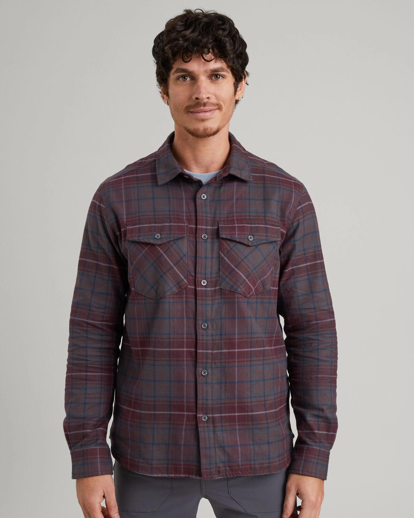 Men's Carrillon HF Long Sleeve Shirt - Dark Quartz/Deep Lagoon Check Perfect Look