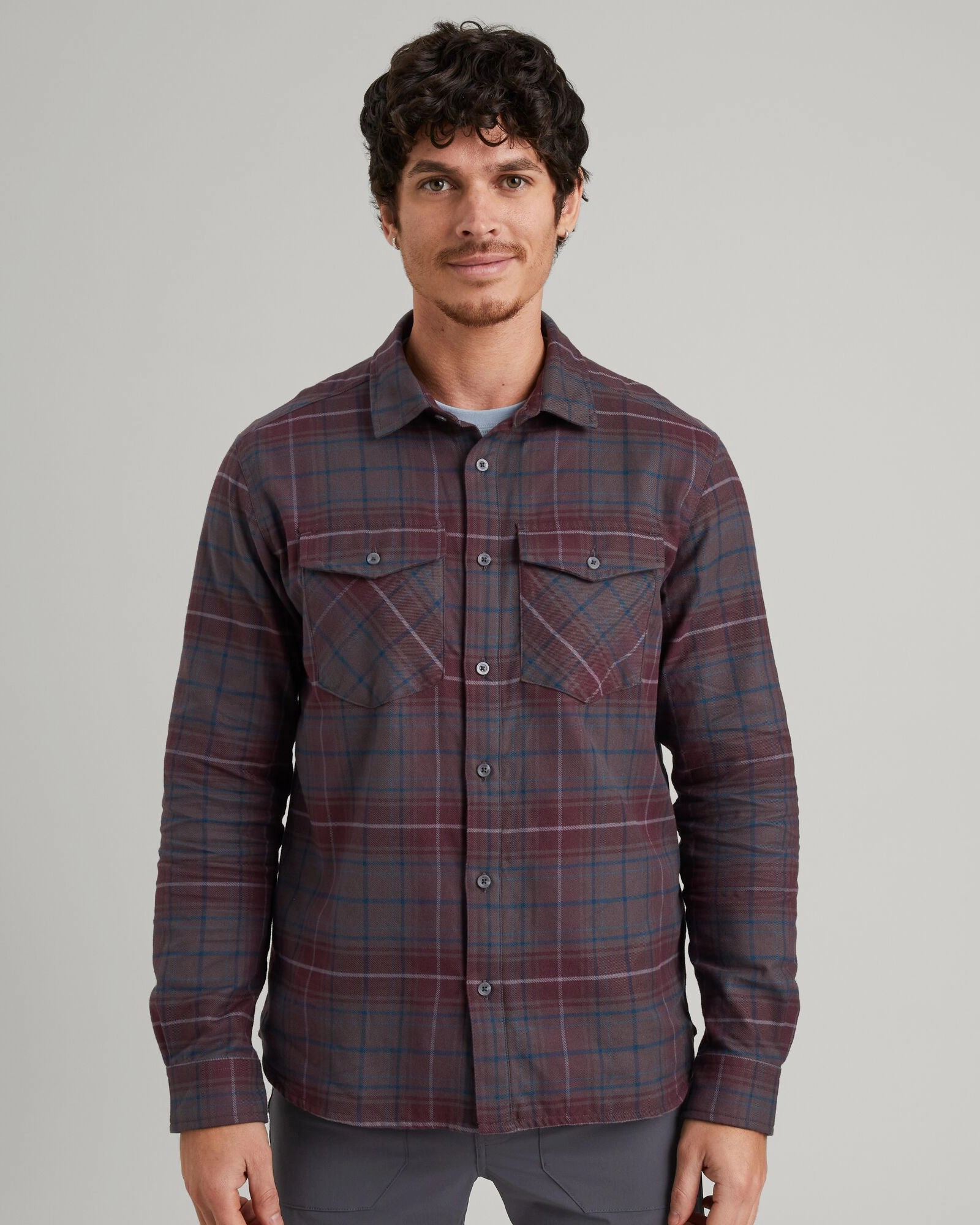 Summer Camp Urban Edge Men's Carrillon HF Long Sleeve Shirt - Dark Quartz/Deep Lagoon Check