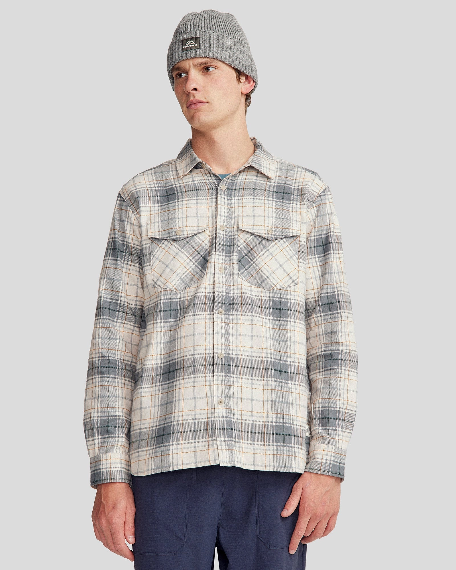 Men's Carrillon HF Long Sleeve Shirt - Hillside Plaid Shroom Casual Look