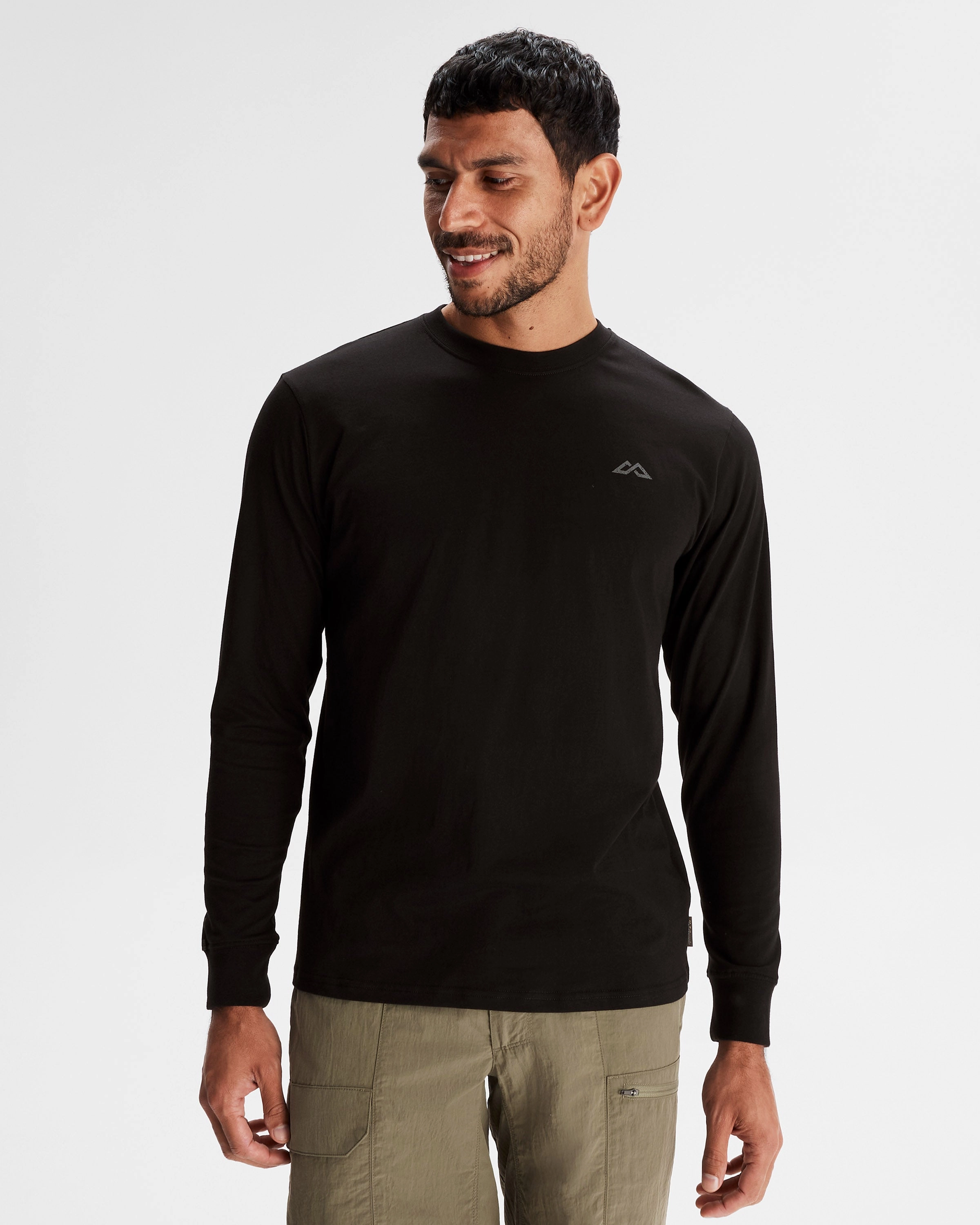 Men's Co-ordinate Organic Cotton Long Sleeve T-shirt - Black Odor Neutralizing Technology Contemporary Cut