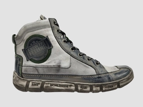 Men's Comfort Thick Wool-Lined Zip-Up Leather Boots - Grey/Green Minimal Impact