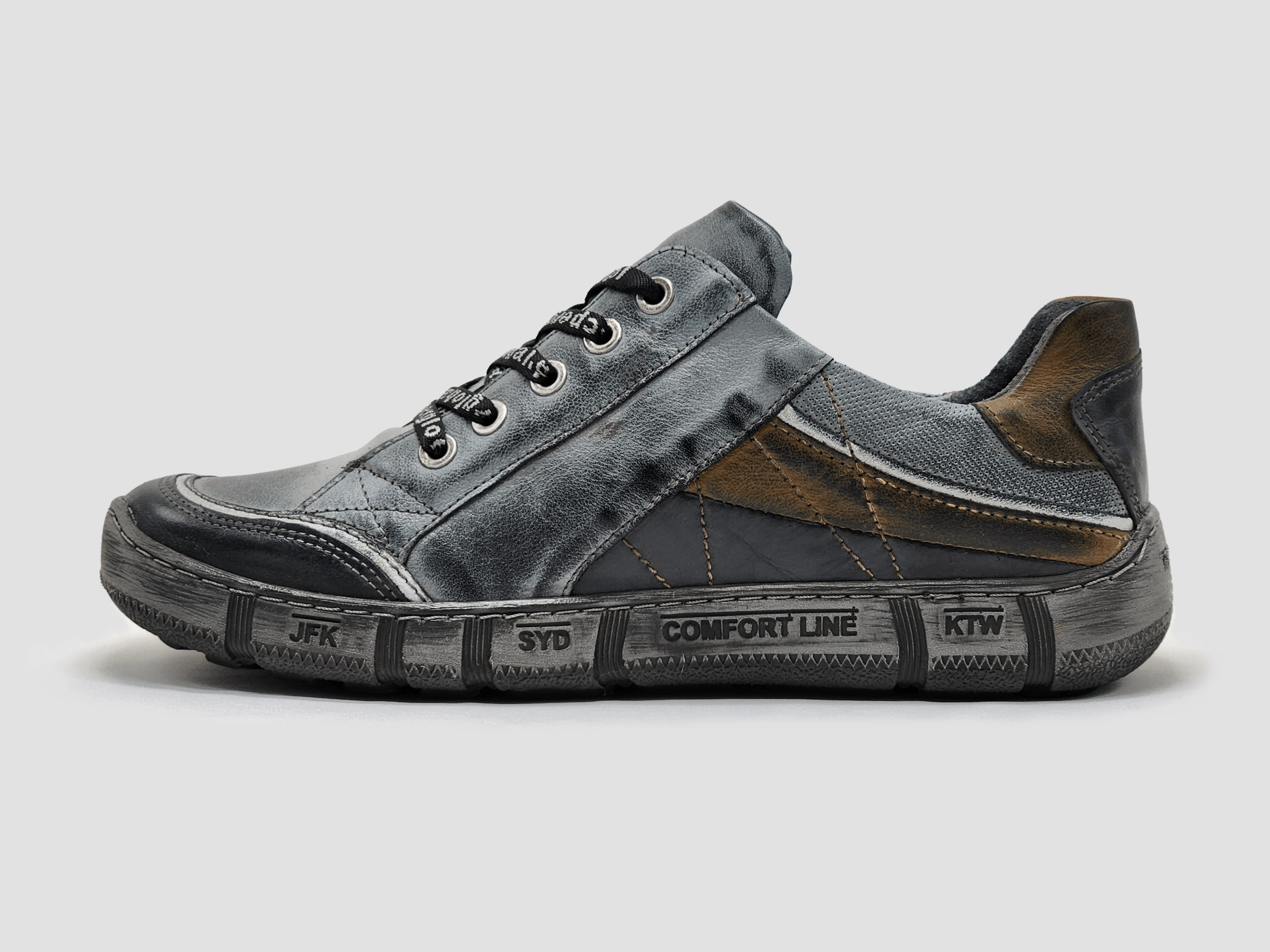 Strong Grip Men's Comfort Zip-Up Leather Shoes - Grey